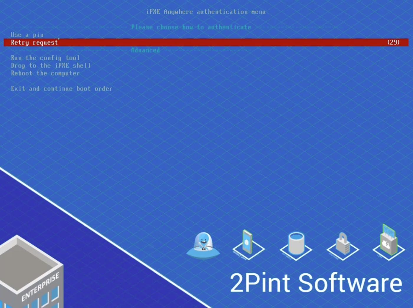 iPXE Anywhere - Authentication menu