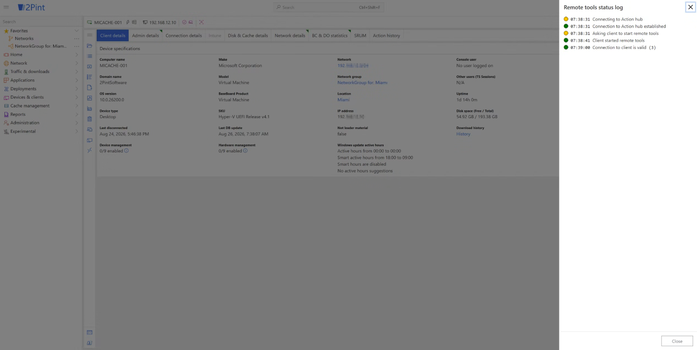 RemoteR –&nbsp;Client status