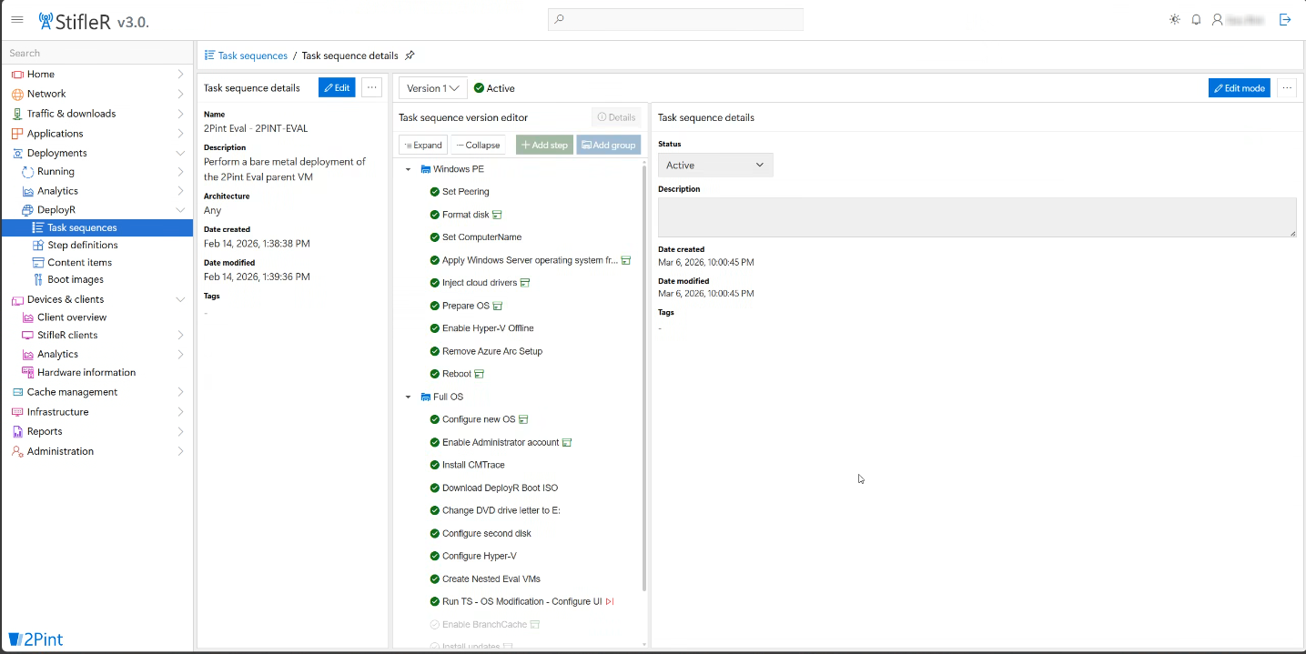 DeployR task sequence detail