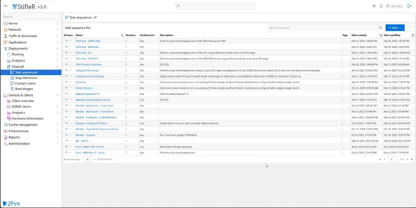 Task sequence list in DeployR
